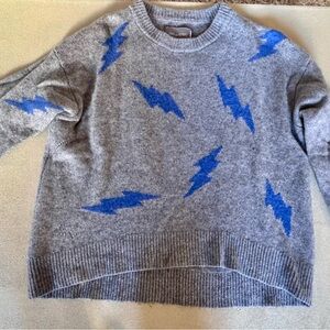 Zadig & Voltaire Gray Sweater with Blue Lightning Bolts